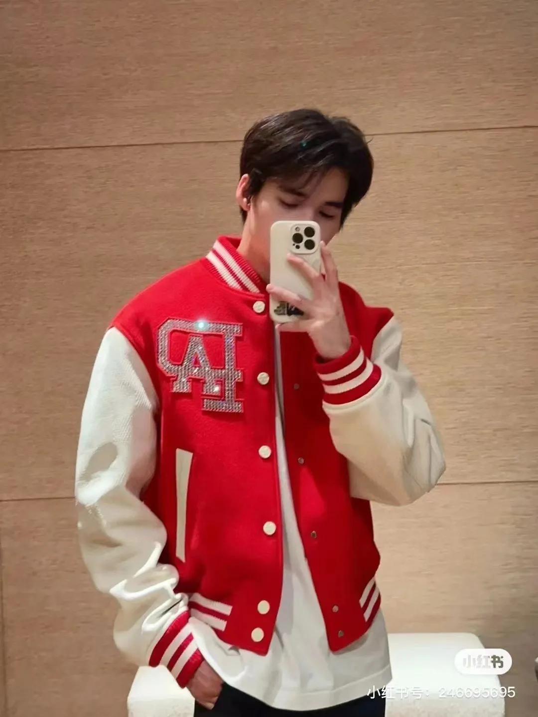 Louis Vuitton/Louis Vuitton 24Fw pearl hot diamond lettering baseball jacket